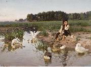 Nikolas Kornilievich Bodarevsky, Ukrainian Girl Tending Geese